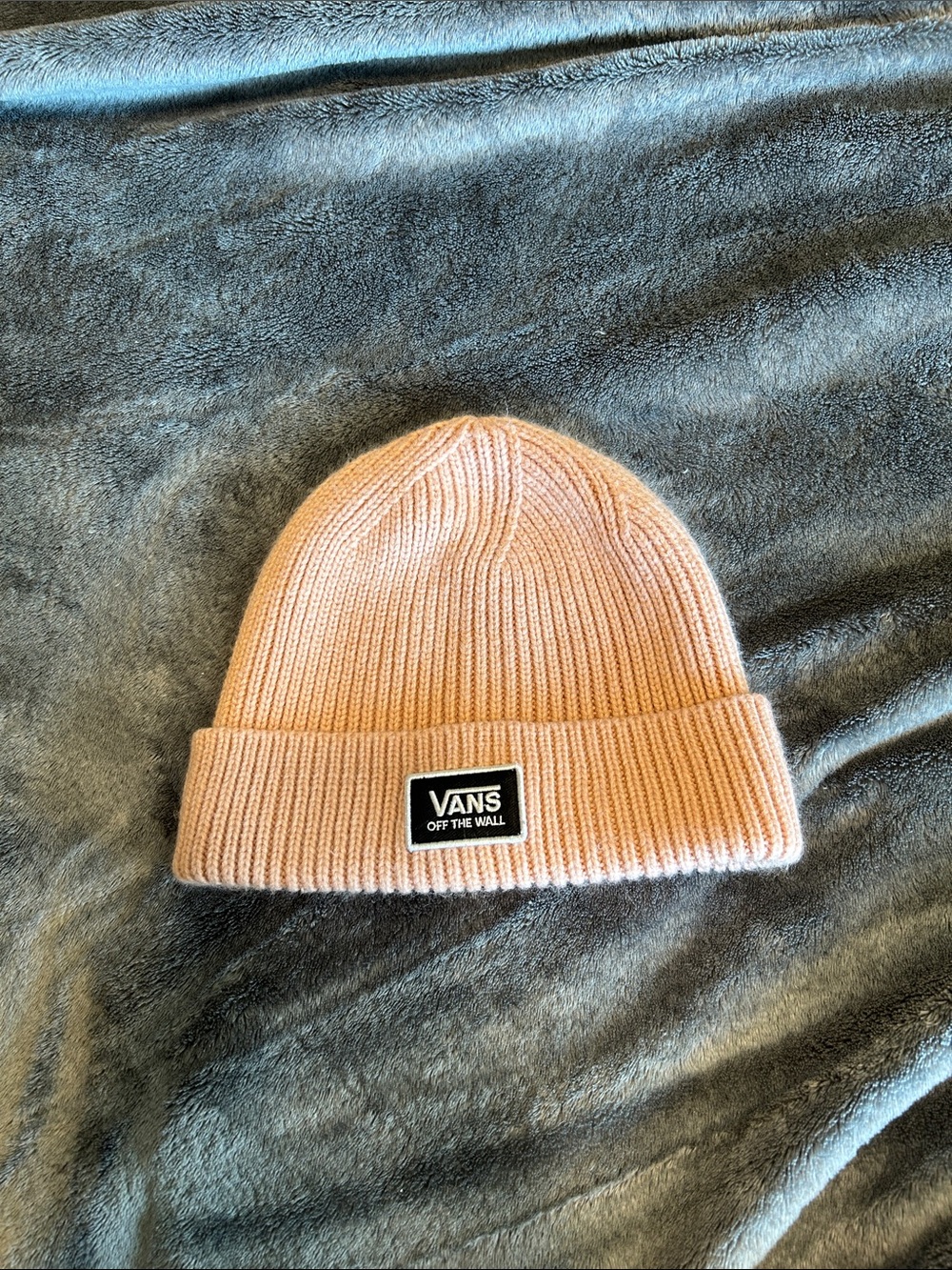 Vans Peach Ribbed Cuff Beanie with Logo Patch OS